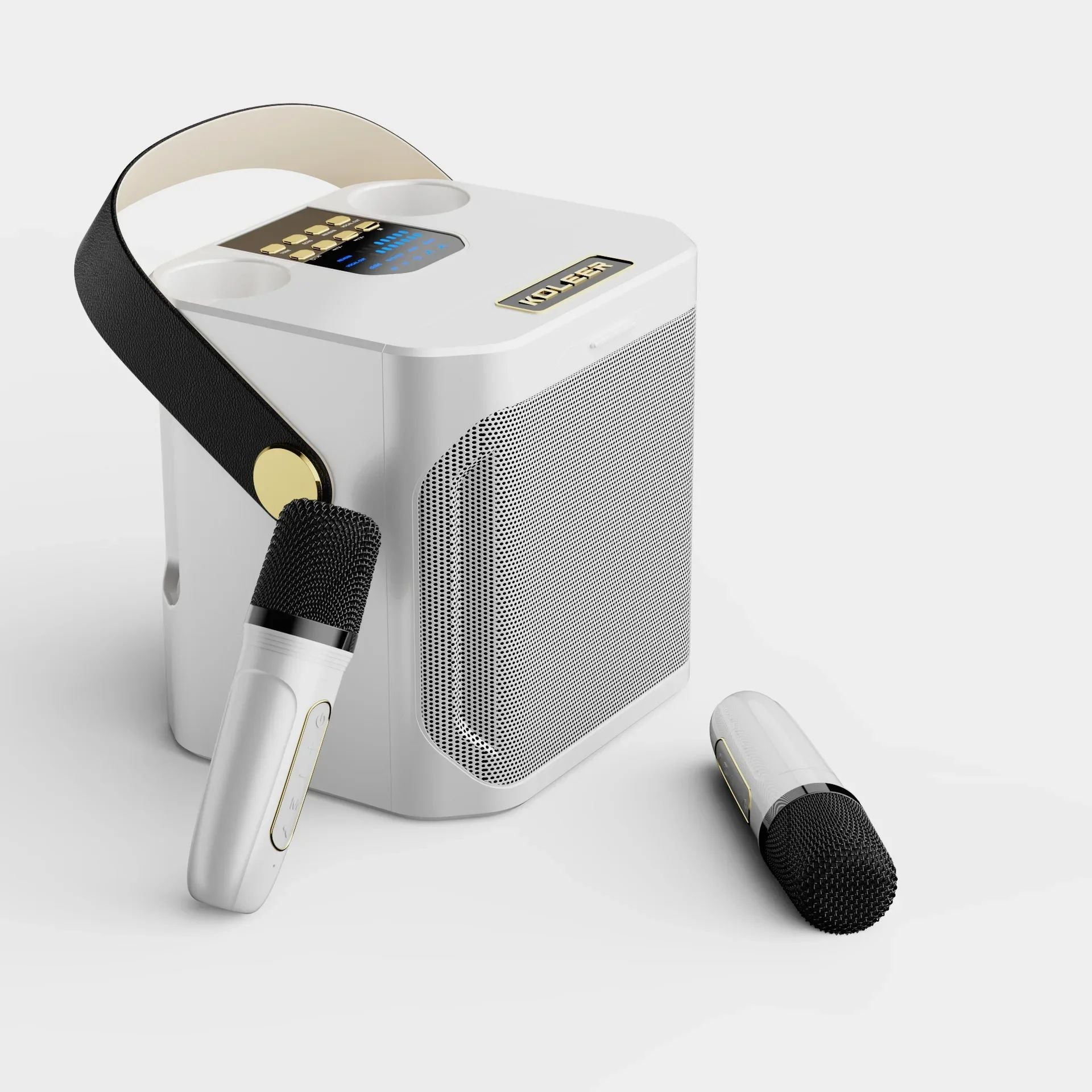 Draagbare karaoke boombox met subwoofer – krachtige bluetooth speaker met microfoon, helder geluid en ideaal voor feestjes thuis of onderweg.
