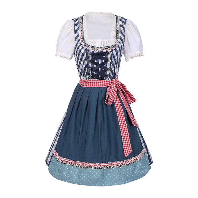 Klassieke Oktoberfest dirndljurk midi – elegante damesjurk met traditioneel ontwerp, flatterende pasvorm en hoogwaardige details, perfect voor bierfeesten en themafeesten.