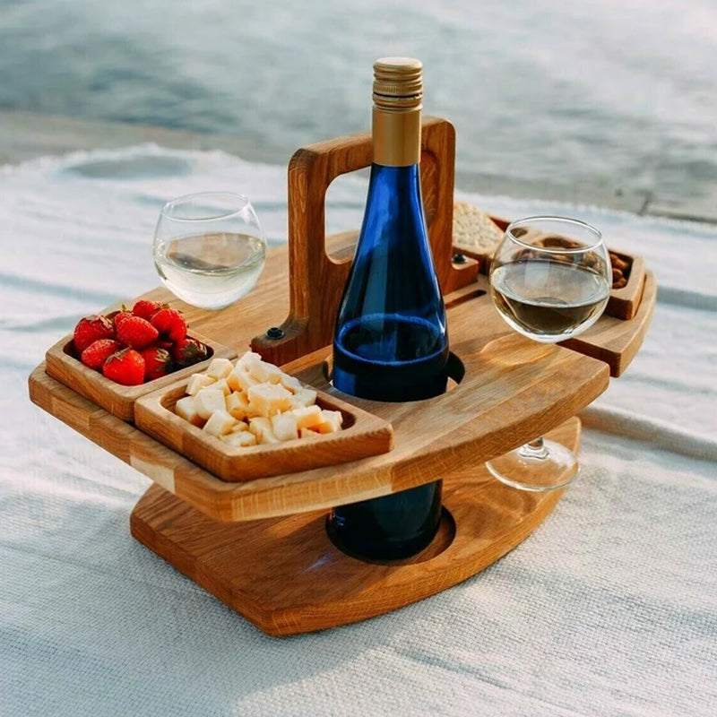 CheersTable houten picknick- en wijntafel – duurzaam materiaal, compacte opvouwbare design en ideaal voor buitengebruik en gezellige momenten.