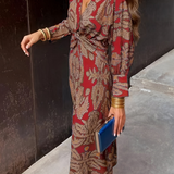 Maxi Jurk met Barokprint en V-Hals