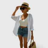 Dames blouse met oogprint en knoopsluiting