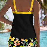 Dames Tankini met Bloemenprint en Brede Bandjes