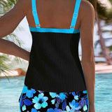 Dames Tankini met Bloemenprint en Brede Bandjes