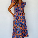 Bloemen Maxi Jurk met Ruches