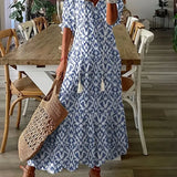 Dames Midi Jurk met Bloemenprint en V-hals