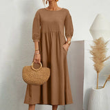 Losse Midi Jurk met Driekwart Mouwen