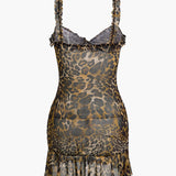 Mini Jurk met Luipaardprint en Ruches