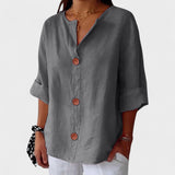 Dames Blouse met Knoopsluiting en Korte Mouwen