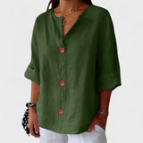 Dames Blouse met Knoopsluiting en Korte Mouwen