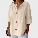 Dames Blouse met Knoopsluiting en Korte Mouwen