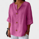 Dames Blouse met Knoopsluiting en Korte Mouwen