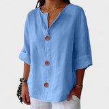 Dames Blouse met Knoopsluiting en Korte Mouwen