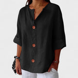 Dames Blouse met Knoopsluiting en Korte Mouwen