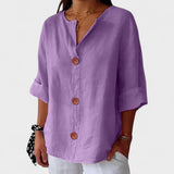 Dames Blouse met Knoopsluiting en Korte Mouwen