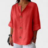 Dames Blouse met Knoopsluiting en Korte Mouwen