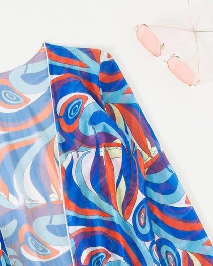 Driedelige luxe bikini-set voor dames – Trendy bikini met bijpassende cover-up, elegante snit en comfortabele pasvorm, perfect voor een stijlvolle stranddag of zwembadfeest.