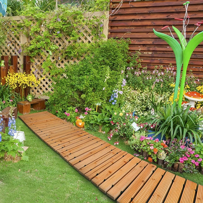 Rolbare Houten Tuinpadmat – Duurzame en flexibele mat voor buiten, biedt antislip bescherming en is ideaal voor tuinpaden en terrassen.