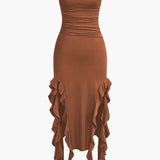 Strapless Maxi Jurk met Ruches