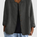 Dames blouse met knoopsluiting en driekwart mouwen