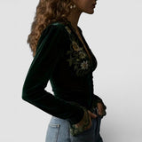 Dames Blouse met Borduurdetails en V-Hals