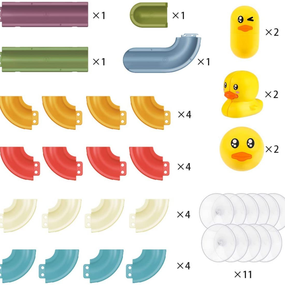 HappyDuck glijbaan voor kinderen – kleurrijk badspeelgoed met veilige, gladde afwerking, geschikt voor plezier en waterpret in bad of zwembad.