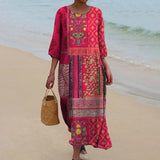 Roze Bohemian Maxi Jurk met Print