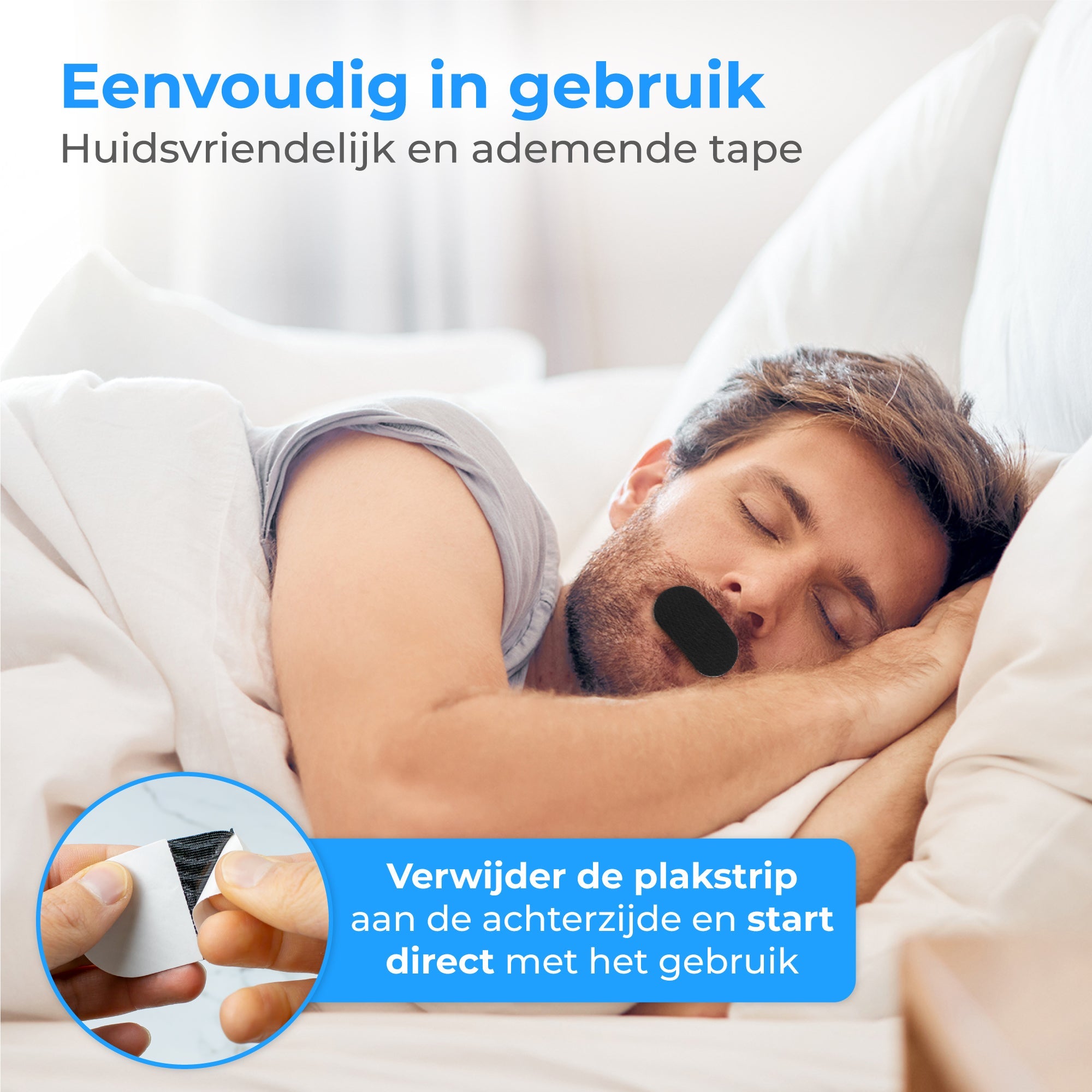 Mondtape voor betere neusademhaling – Anti-snurk slaaptape voor rustige nachten en verbeterde slaapkwaliteit.