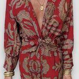 Maxi Jurk met Barokprint en V-Hals