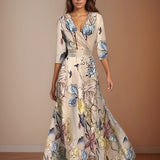 Dames Maxi Jurk met Bloemenprint en V-Hals