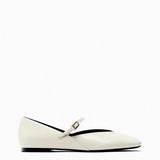 Witte Stijlvolle ballerina’s voor dames met een bandje over de voet en een trendy vierkante neus, perfect voor zowel casual als chique looks.