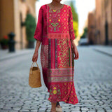Roze Bohemian Maxi Jurk met Print