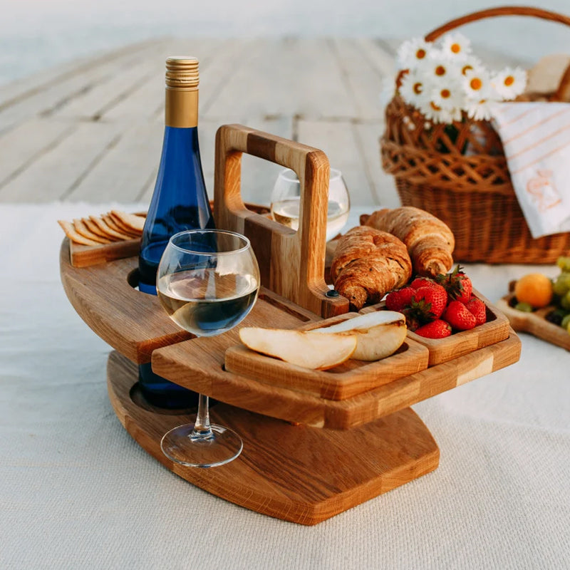 CheersTable houten picknick- en wijntafel – duurzaam materiaal, compacte opvouwbare design en ideaal voor buitengebruik en gezellige momenten.