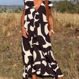 Losse Maxi Jurk met Abstracte Print