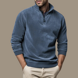 Fleece trui met opstaande kraag en halve rits