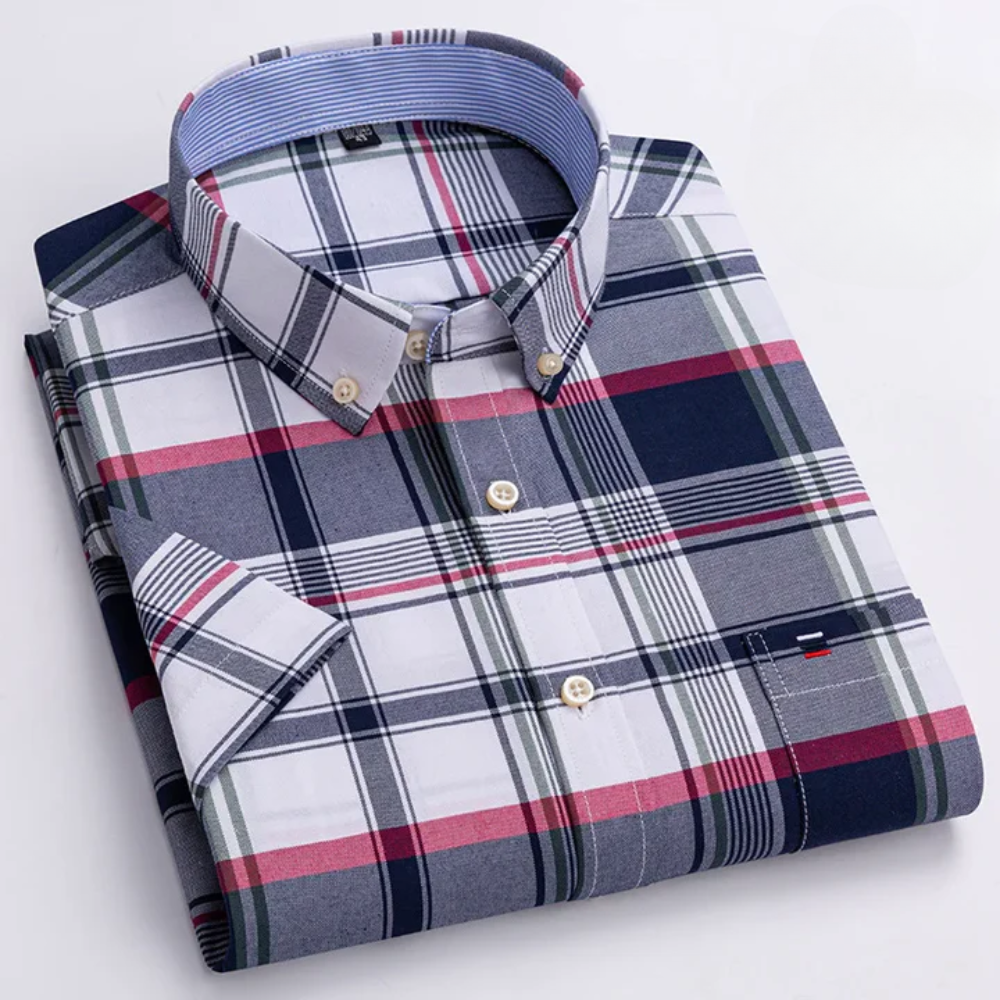 Stefen klassiek katoenen overhemd voor heren – slim-fit met stijlvol patroon, ademend en comfortabel, ideaal voor werk, casual of feestelijke gelegenheden.