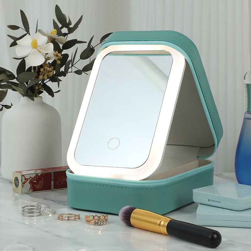 Make-up spiegel met sieraden box – elegante spiegel met verlichting en handige opbergruimte voor sieraden. Perfect voor je make-uproutine, met een stijlvolle en functionele opbergruimte.