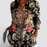 Dames Blouse met Bloemenprint en Knoopsluiting