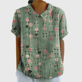 Dames blouse met bloemenprint en korte mouwen