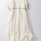 Maxi Jurk met Ronde Hals en Geplooide Rok