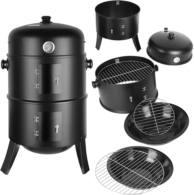 3-in-1 Barbecue & Smoker – Houtskool grill met ingebouwde thermometer voor nauwkeurige temperatuurcontrole. Deze veelzijdige combi smoker en grill biedt 80x44 cm kookoppervlak, ideaal voor zowel grillen als roken van vlees, vis en groenten. Scheidbare ontwerp maakt het gemakkelijk om te gebruiken als twee afzonderlijke apparaten. Perfect voor buitenkoken, tuinfeesten en kamperen. Duurzaam en ontworpen voor langdurig gebruik, ideaal voor de gepassioneerde BBQ-liefhebber.








