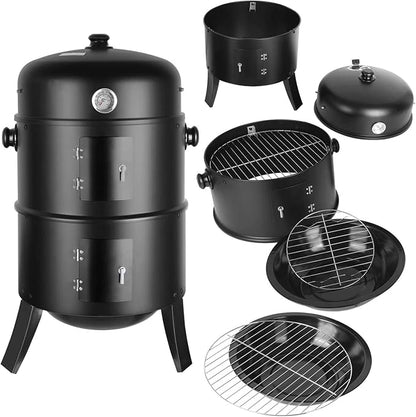 3-in-1 Barbecue & Smoker – Houtskool grill met ingebouwde thermometer voor nauwkeurige temperatuurcontrole. Deze veelzijdige combi smoker en grill biedt 80x44 cm kookoppervlak, ideaal voor zowel grillen als roken van vlees, vis en groenten. Scheidbare ontwerp maakt het gemakkelijk om te gebruiken als twee afzonderlijke apparaten. Perfect voor buitenkoken, tuinfeesten en kamperen. Duurzaam en ontworpen voor langdurig gebruik, ideaal voor de gepassioneerde BBQ-liefhebber.








