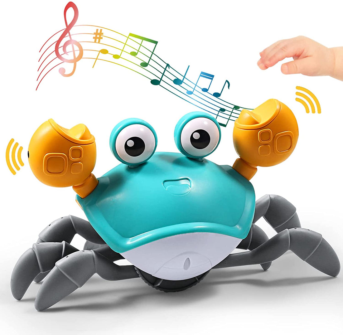 BabyCrab interactieve wandelende krab – kleurrijk kinderspeelgoed dat beweegt en geluid maakt, stimuleert motoriek, nieuwsgierigheid en interactief spel.