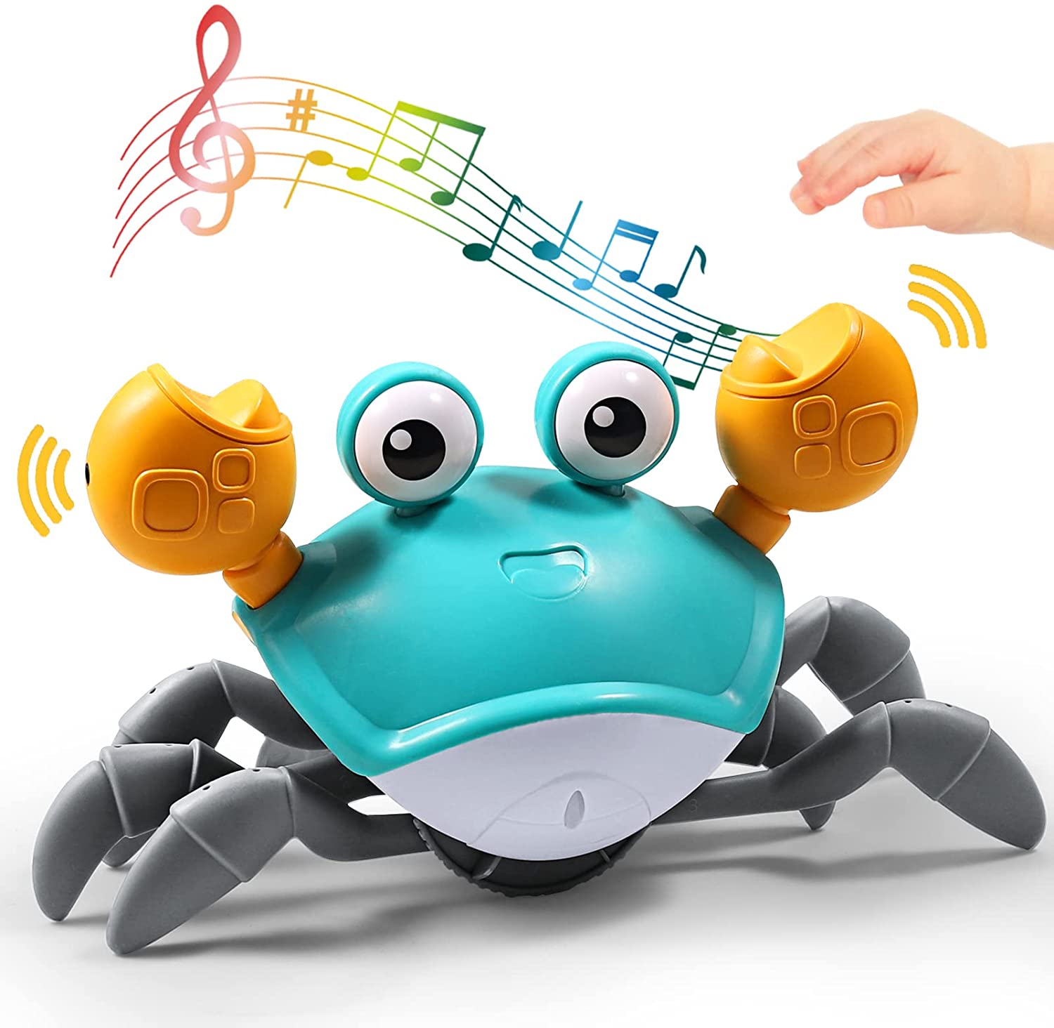 BabyCrab interactieve wandelende krab – kleurrijk kinderspeelgoed dat beweegt en geluid maakt, stimuleert motoriek, nieuwsgierigheid en interactief spel.