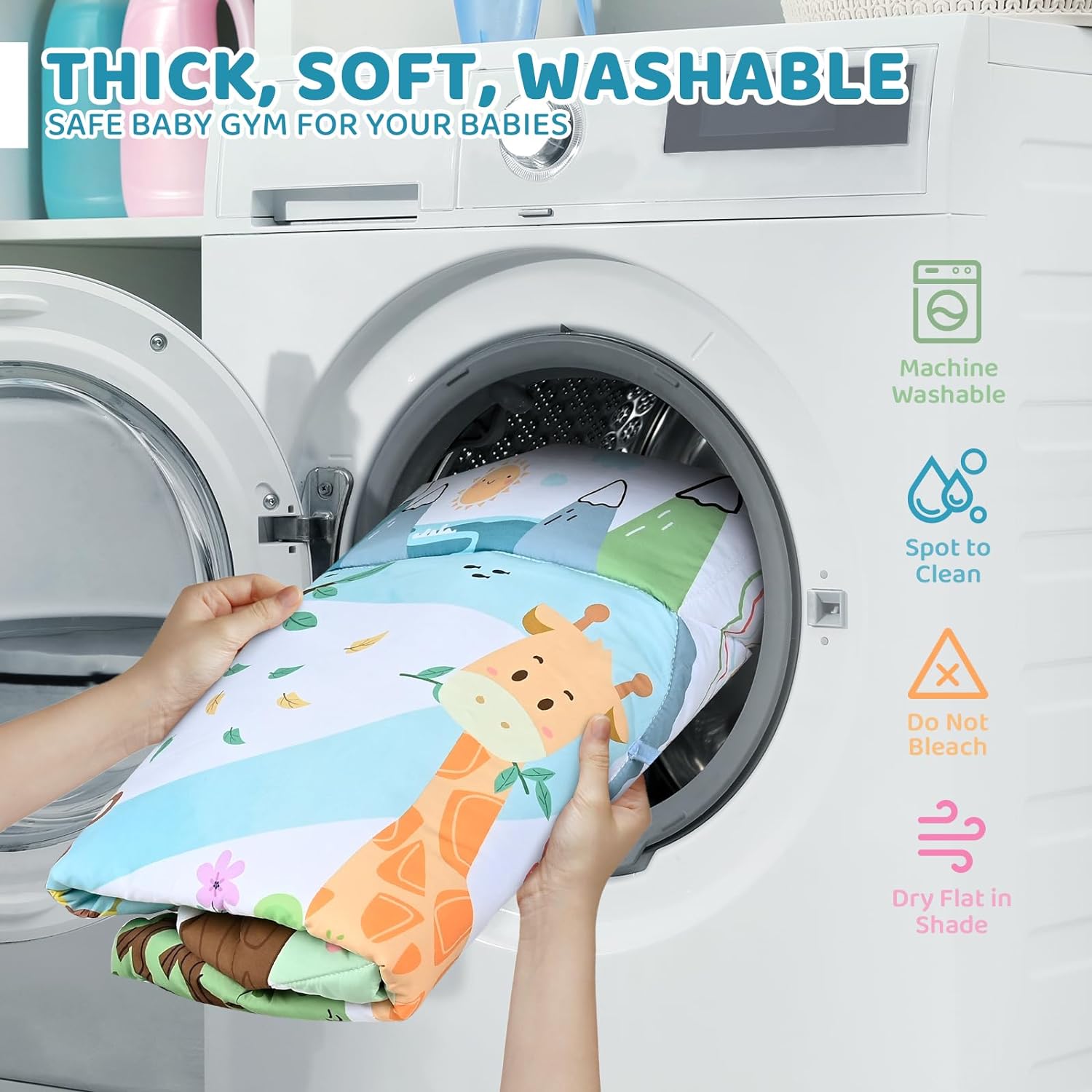 8-in-1 buiktijd speelkleed en ballenbak – kleurrijke baby gym met 6 afneembare speeltjes, wasbare speelmat voor sensorische en motorische ontwikkeling van baby’s en peuters.