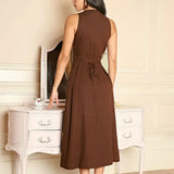 Mouwloze Midi Jurk met Ronde Hals