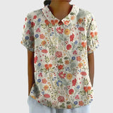 Dames blouse met bloemenprint en korte mouwen