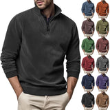 Fleece trui met opstaande kraag en halve rits