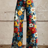 Dames broek met bloemenprint en wijde pijpen