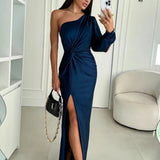 One-Shoulder Maxi Jurk met Drapering