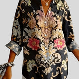 Dames Blouse met Bloemenprint en Knoopsluiting